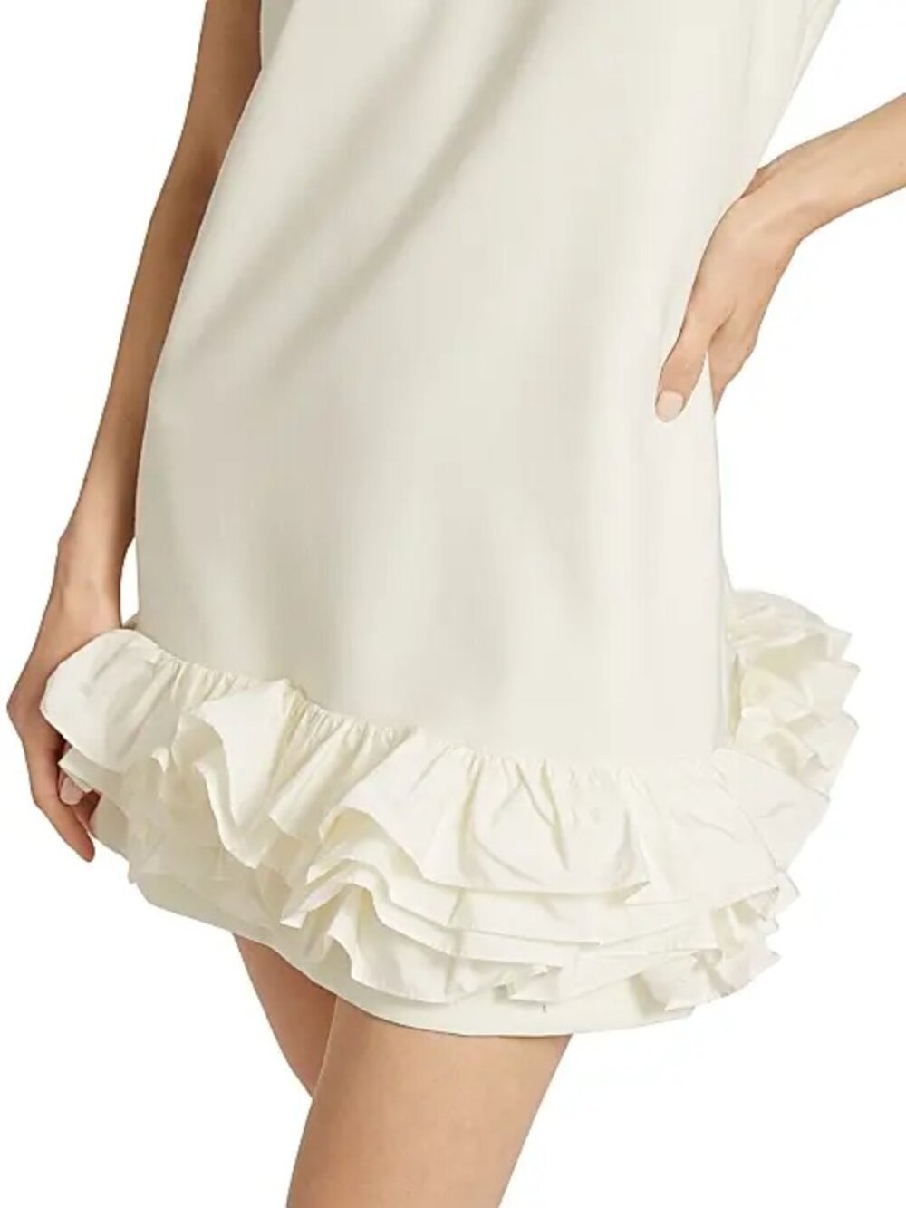 CINQ À SEPT 'Beta' Ruffled-Hem Sleeveless Mini-Dress, Ivory - Picture 4 of 5